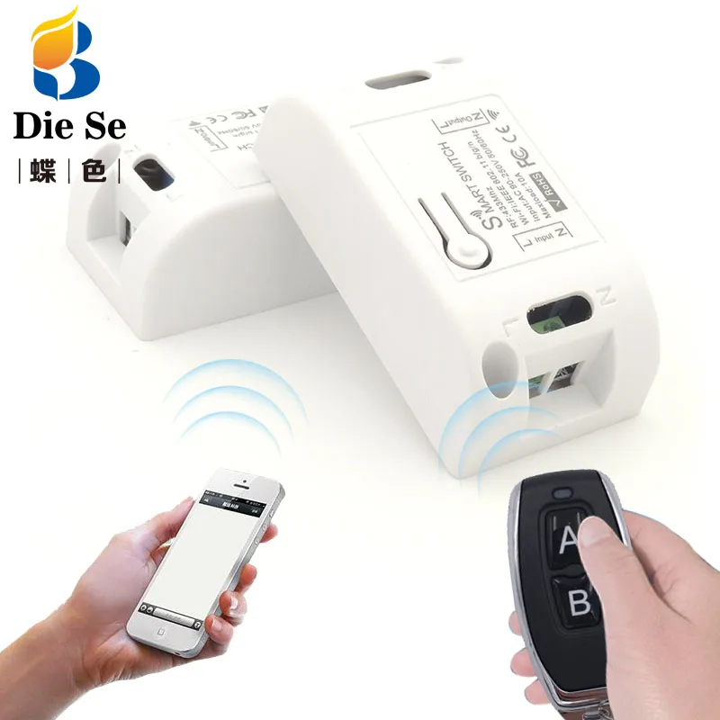 مفتاح Wifi متوافق مع جهاز تحكم عن بعد لاسلكي rf 433 ميجا هرتز ، AC220V ، 10A ، 1CH ، مؤقت DIY لنظام Android IOS