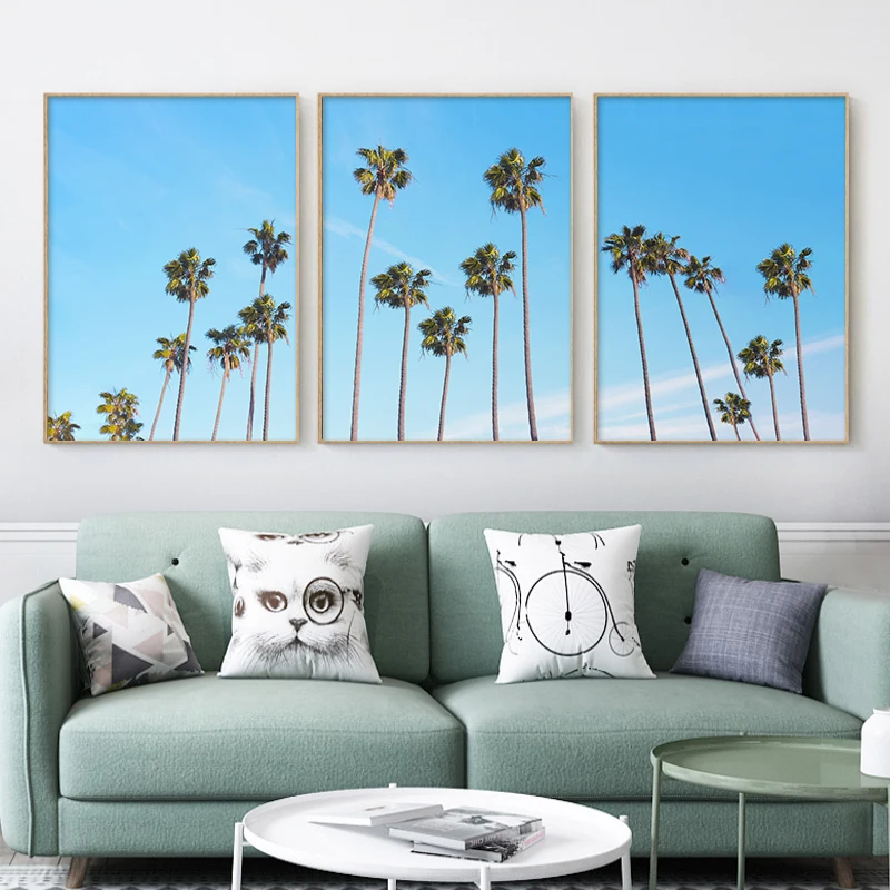 

Scandinavian Tropical Landscape Poster and Print Coconut Palm Tree Wall Art Canvas Painting Nordic Picture Modern Home Decor
