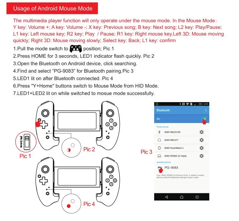 S iPEGA PG-9083S Red Bat Bluetooth Gamepad Bluetooth 4.0 أنيق يعمل باللمس دوران 360 درجة لنظام iOS / Android / PC / WIN