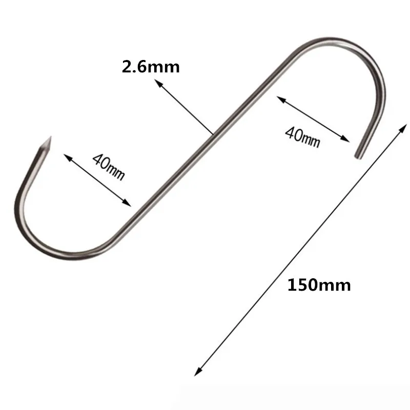 Gancho multiusos de acero inoxidable para carne, utensilios para hornear y barbacoa, 10 piezas, 13/15CM