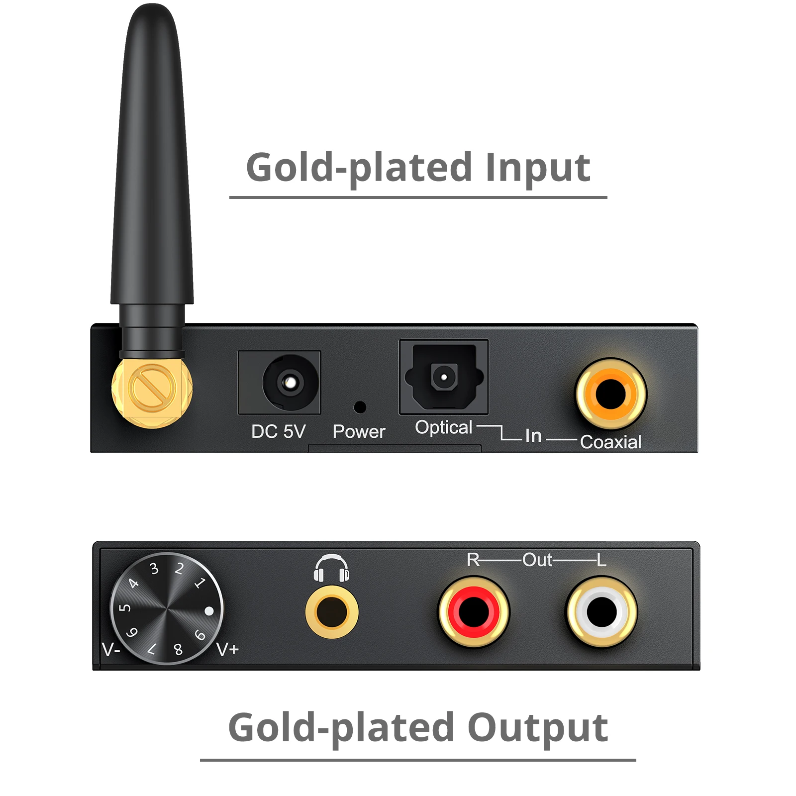 Neoteck 192khz Bluetooth-Compatible DAC Digital to Analog Audio Converter With Volume Control DAC Audio Converter Adapter