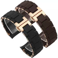 Correa de reloj con extremo curvo de alta calidad para Armani AR5905 5890 5919 5906 5891 5920 correa de reloj de 20mm 23mm negro marrón y oro rosa