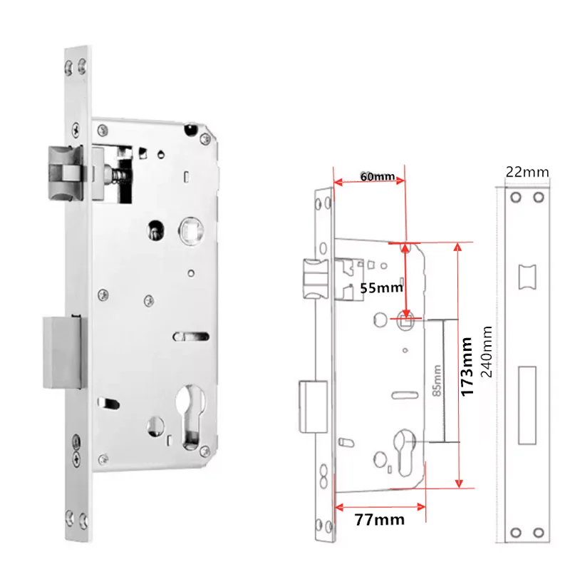 304 Stainless steel door lock body 85x40 8545 5085 85x60 for Smart fingerprint hanlde lock Special size lift the handl to lock