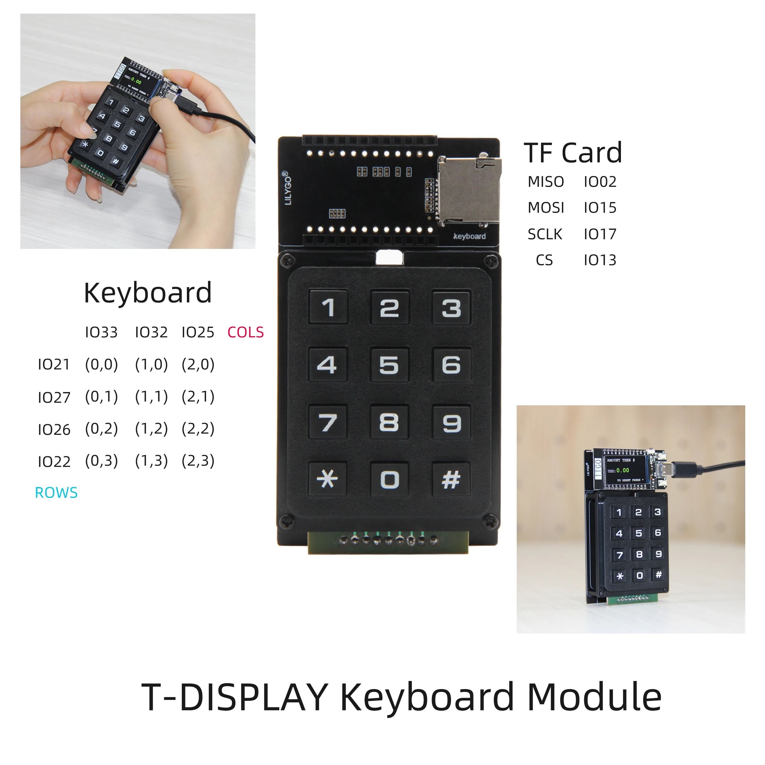 LILYGO® TTGO T-Display Keyboard For LNURLPoS Keyboard Expansion Board Support TF Card