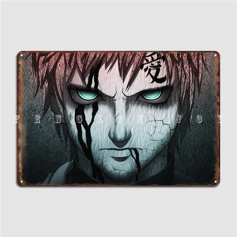 Gaara Boy Man Tattoo Green Metal Sign Wall Cave Home Poster Customize Tin Sign Poster