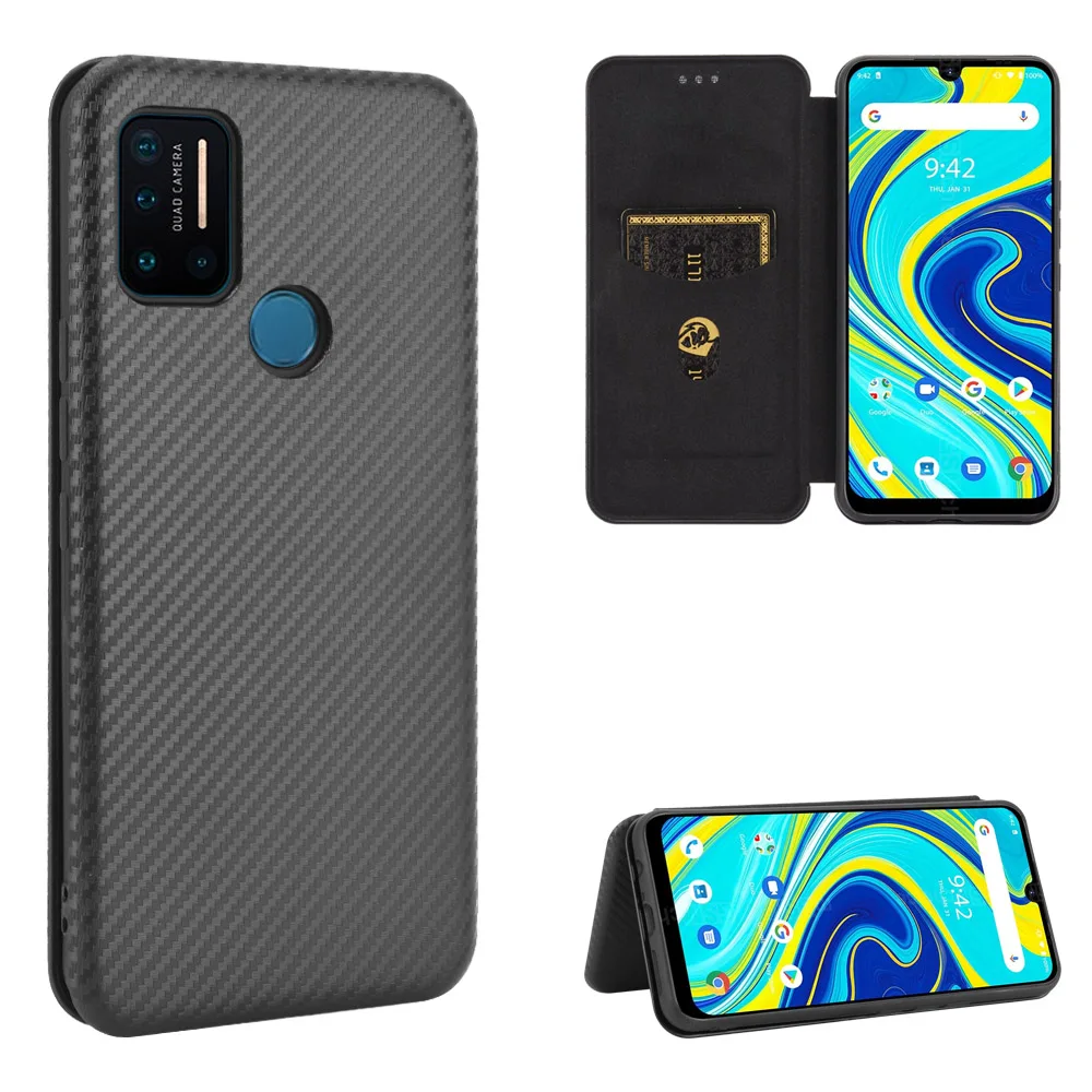 For UMIDIGI A9 Pro Case For UMIDIGI A9 Case Carbon Fiber Flip Leather Case For UMIDIGI A9 Pro A9Pro A 9 Pro Case Cover