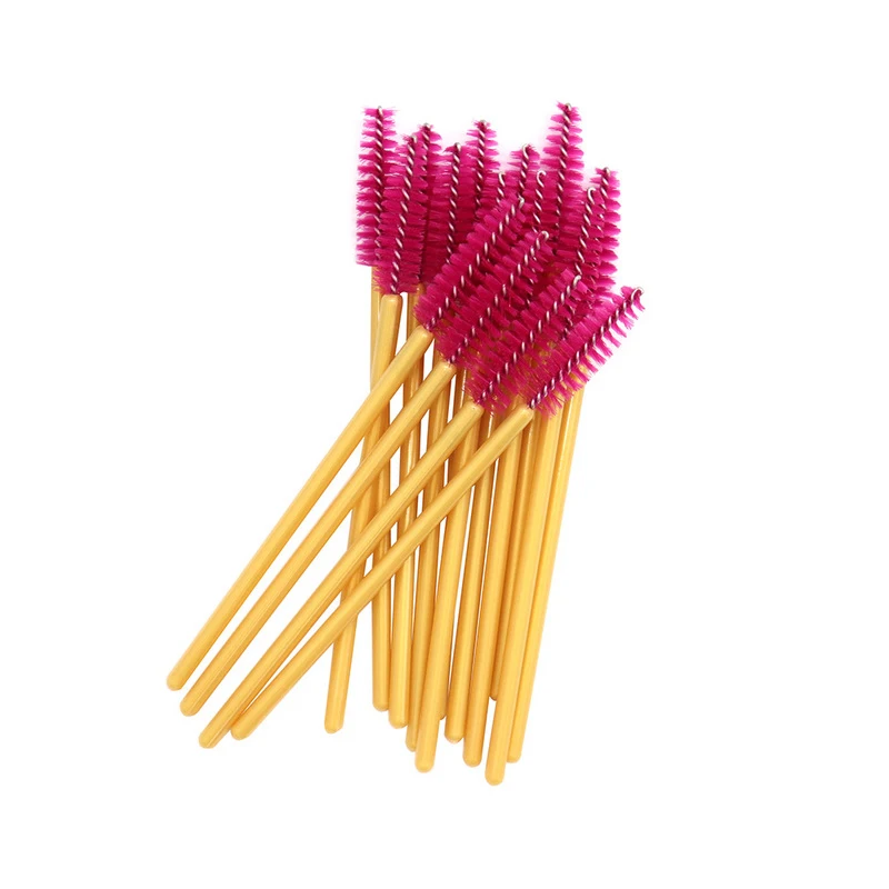200 stücke Einweg Make-Up Pinsel Wimpern Mascara Zauberstäbe Nylon Wimpern Augenbraue Kamm Pinsel Gold Farbe Make-Up Pinsel – Detail 5