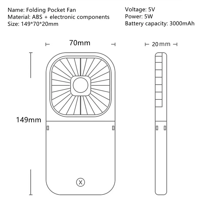 Przenośny klimatyzator wiszący wentylator na szyję z 3000mAh Power bankiem Mini składany ręczny wentylator chłodnica na biurko