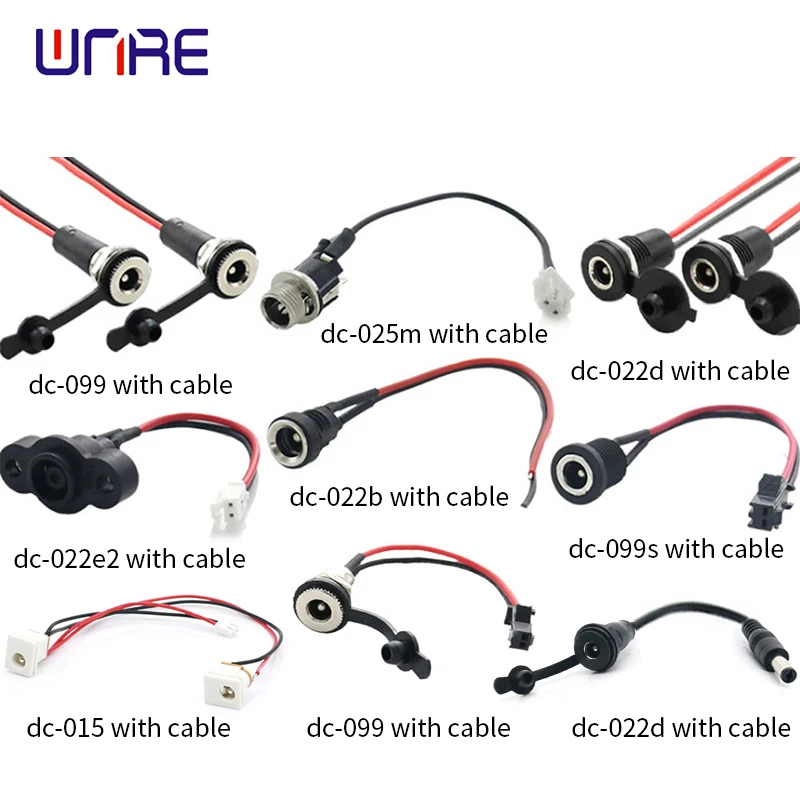 DC Socket 5.5x2.1mm5.5*2.1 DC Female Power Jack Socket Cable Plug Wire Adapter Connector dc-021 dc-022 dc-025m dc-099 With Cable