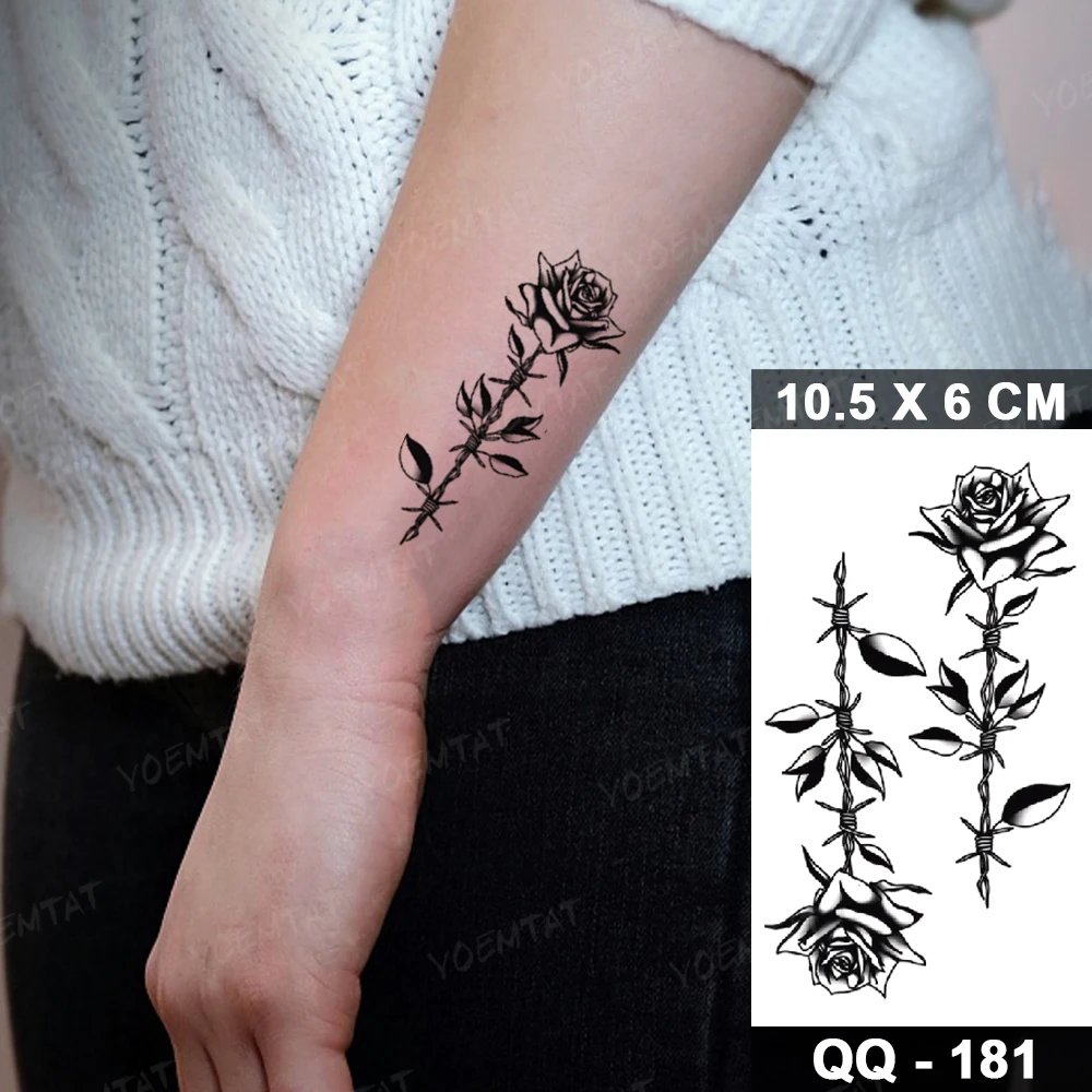 Children Arm Waterproof Temporary Tattoo Stickers Rose Plant Small Size Wrist Ankle Body Art Fake Tatoo Flash For Women Men