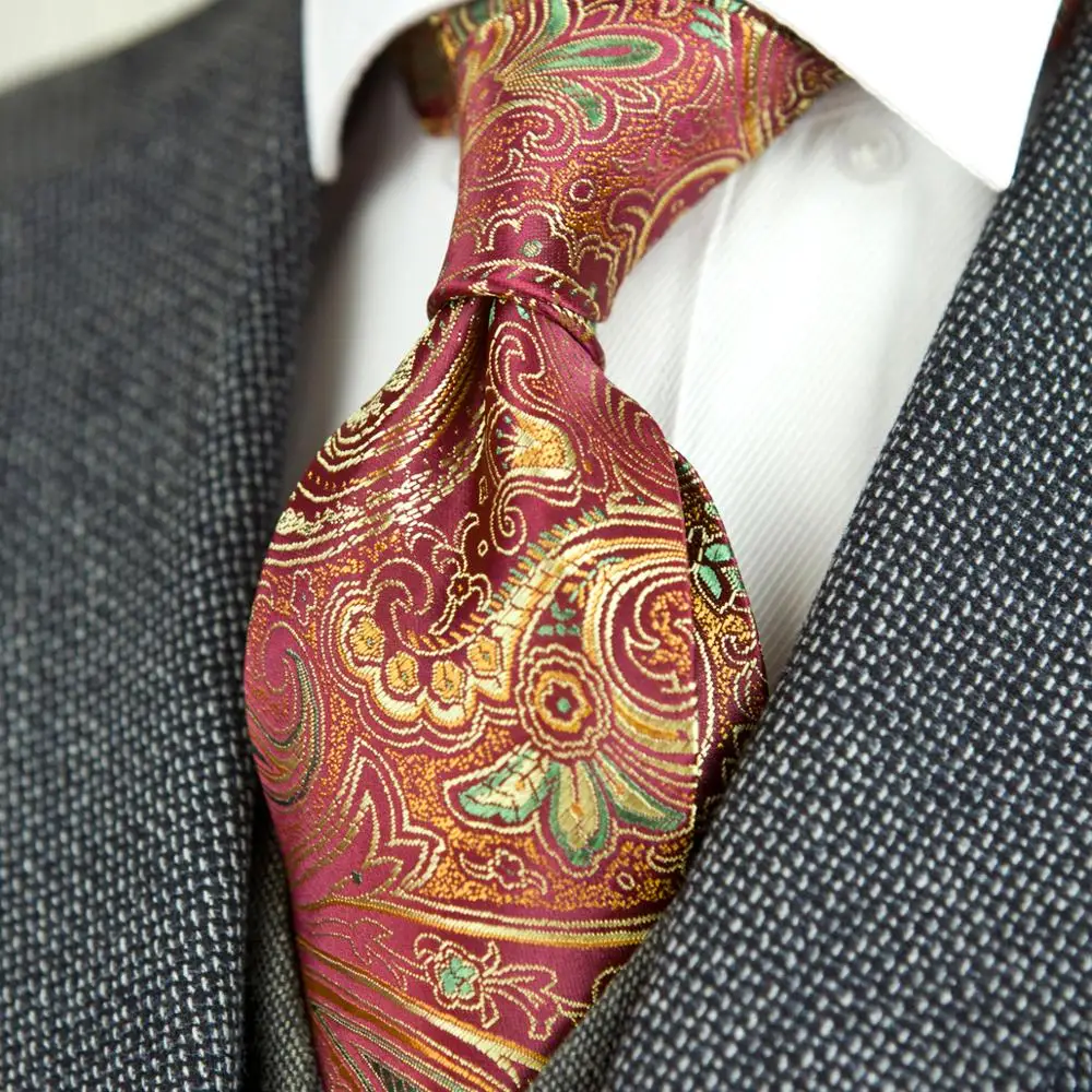 Gorgeous Floral Paisley Gold Red Purple Pink Black Mens Ties Necktie 100% Silk Jacquard Woven Free Shipping Wholesale Brand New