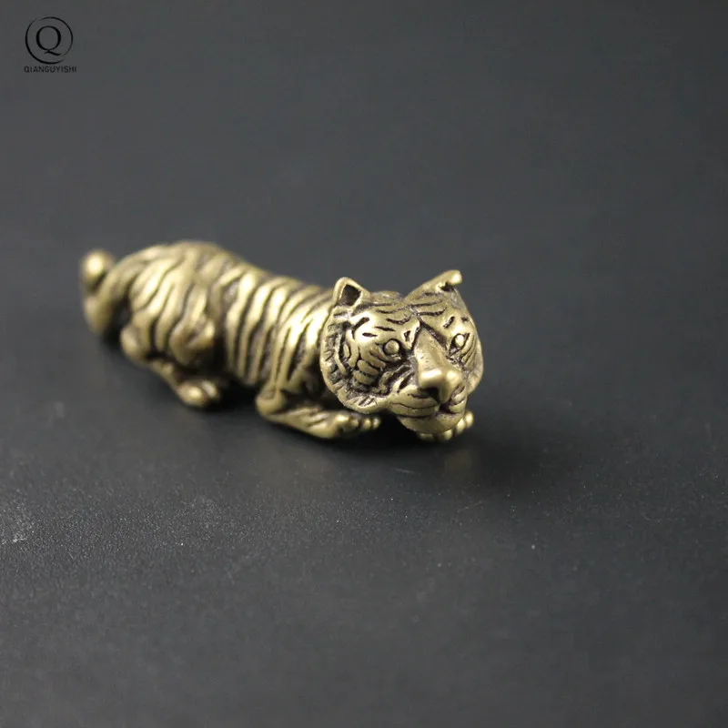 Pure Copper 12 Zodiac Tiger Key Pendant Keychain Accessories Vintage The Monarch Of All Beasts Car Key Chain Necklace Pendants