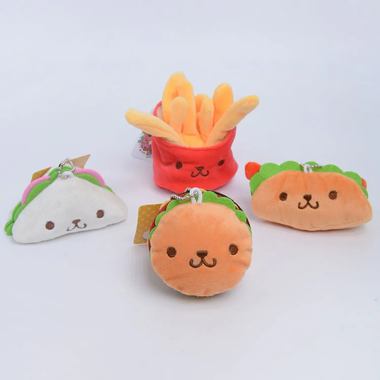 9cm simulation hamburger sandwich fries soft lifelike baby doll Pendant bag decoration festival christmas gift for friend kid