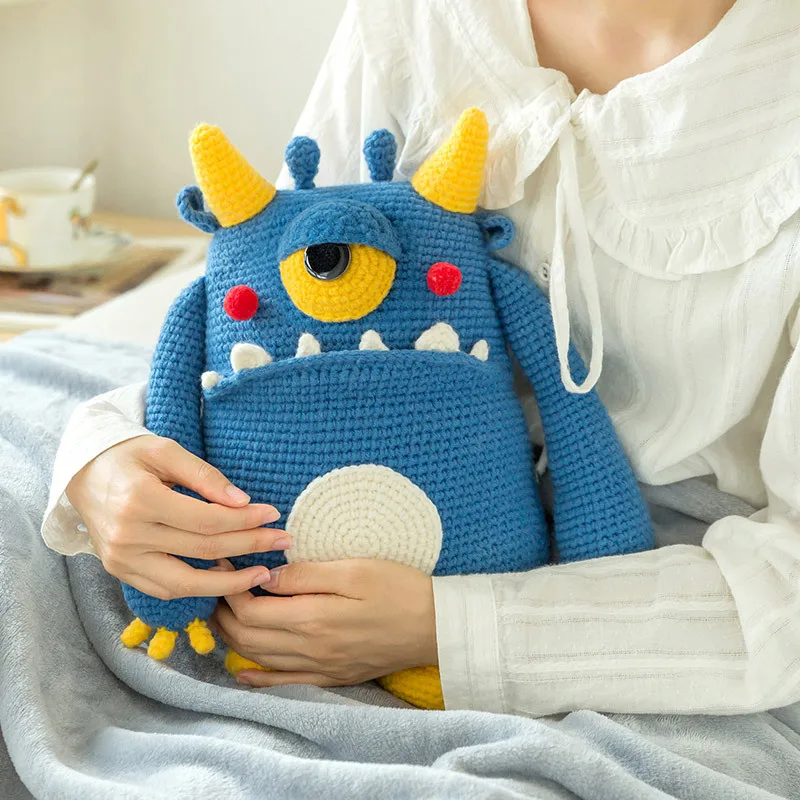 Susan's Family Crochet Monster Pillow Blanket for Kids DIY Crochet Kit for Beginners with Flannel Blanket Materials Package