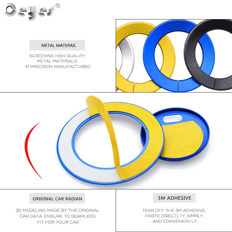 Ceyes Car Accessories Styling Engine Stickers With Hole Start Stop Ring Case For Nissan Qashqai Juke Three-Row Word Button Cover