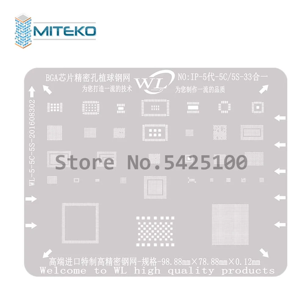 WL BGA Reballing Stencil Kit Motherboard Chip Planting Tin Mesh Template for 5 5C 5S 6 6P 6S 6SP 7 7P 8 8P Plus