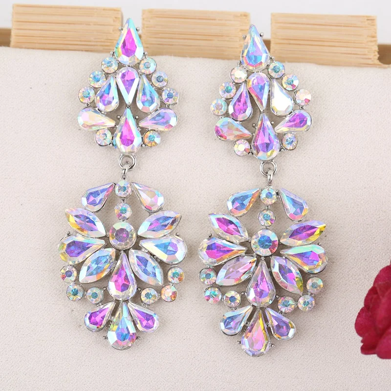 VEYO Luxury Rhinestone Crystal Drop Earrings 4 Color ZA Earrings for Women Fashion Jewelry New Gift