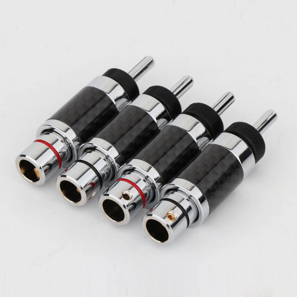 Hifi-Audiostecker, Bananenstecker mit rhodiniertem, schwarzem Kohlefaseranschluss, Lautsprecherkabel, männlich, 9 mm – Detail 13