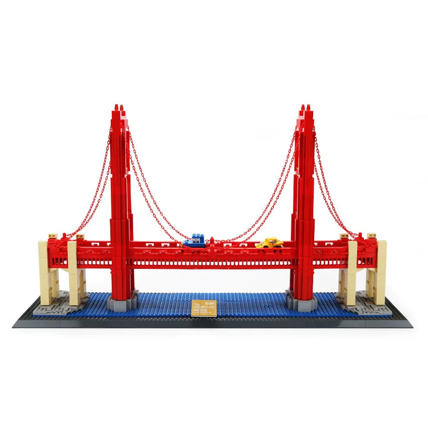 Architecture Model Brick World Famous Building San Francisco Golden Gate Bridge Educational Building Block Birthday Toy