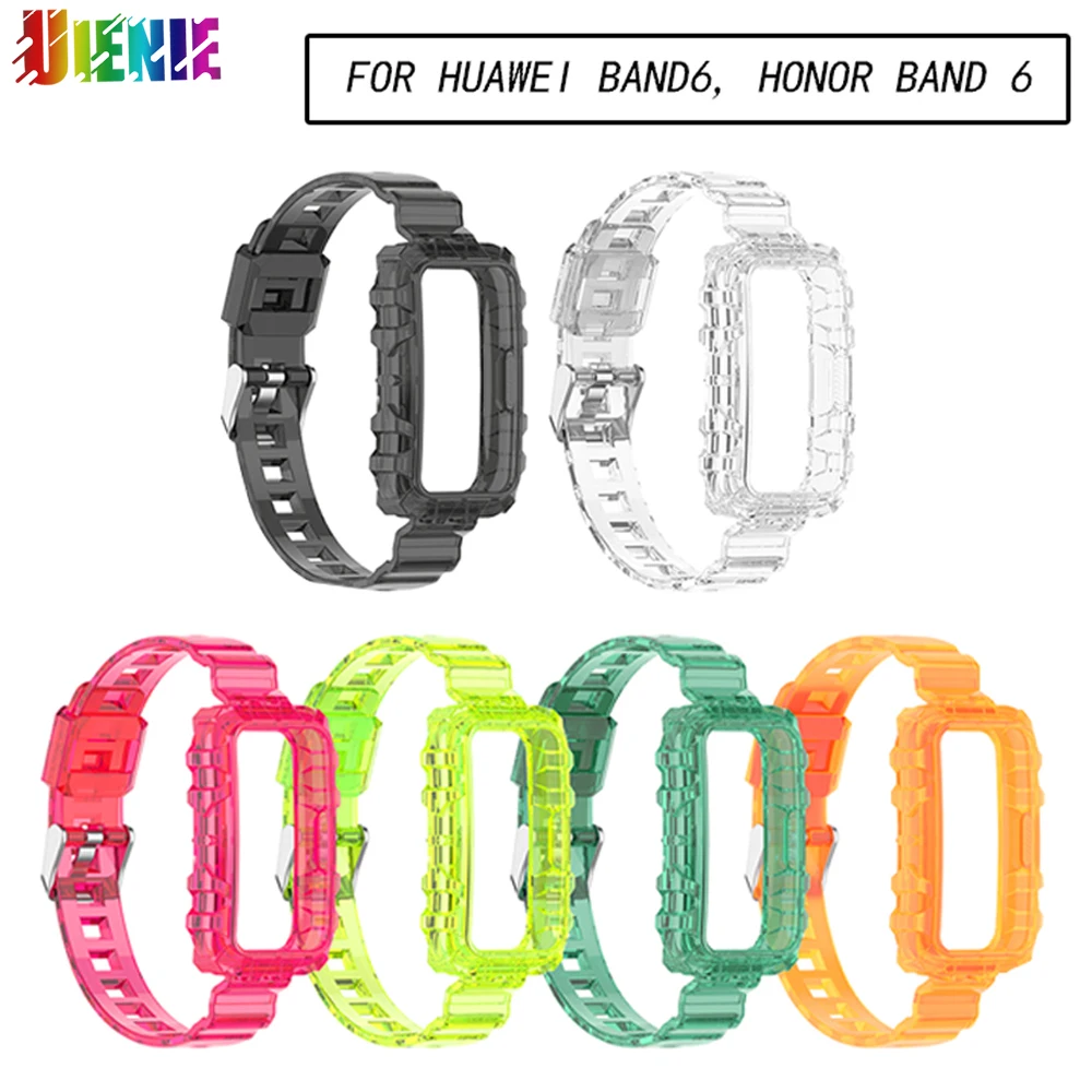 

Exquisite Transparent Watch Strap For Huawei Honor Band 6 Glacial Armor Watchband Spare Parts Sports Wristband for Huawei Band 6