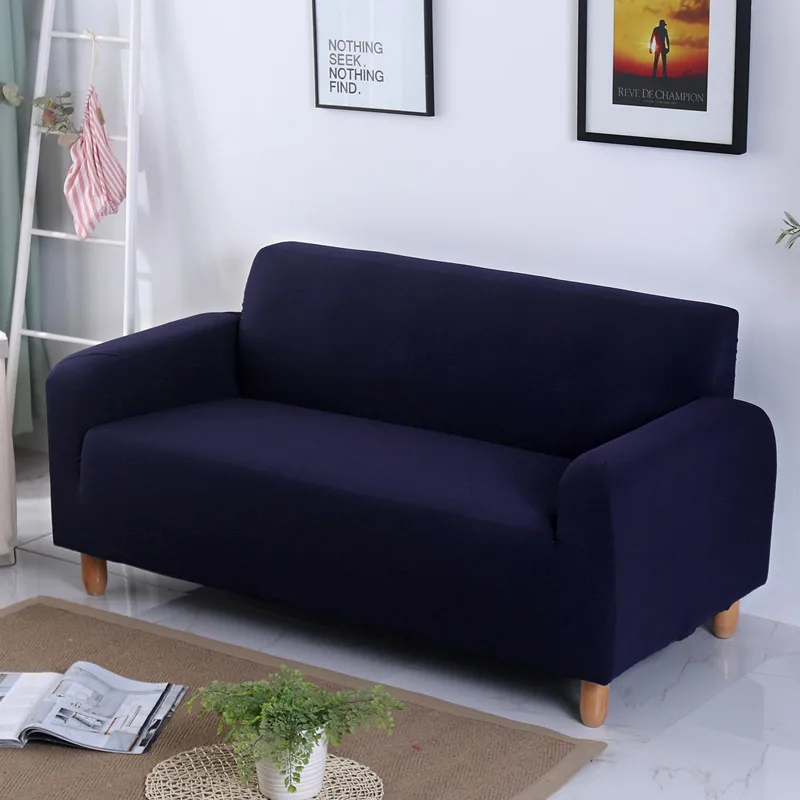 Dark Blue Sofa Cover For Living Room Stretch Big Elasticity Solid Pure Color Sectional Slipcovers Fundas De Sofa Couch Covers