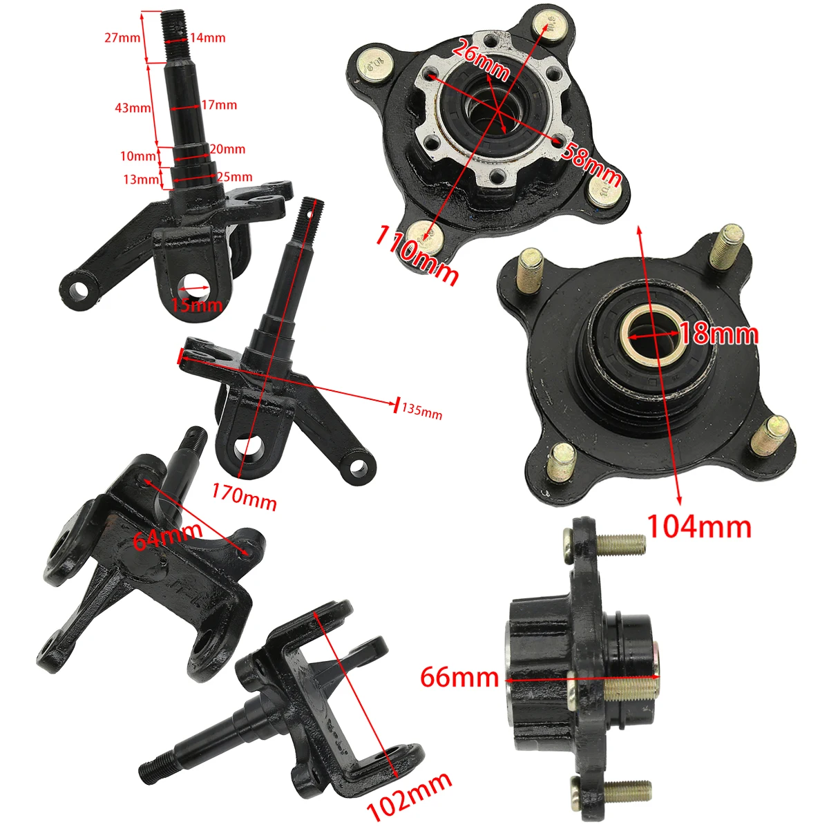 1 zestaw kierownicy amortyzator pneumatyczny pierścionki na środek palca wrzeciona nadające się do China ATV50cc 70cc 90cc 110cc 125cc 150cc 200cc 250cc gokart Buggy rower ATV części