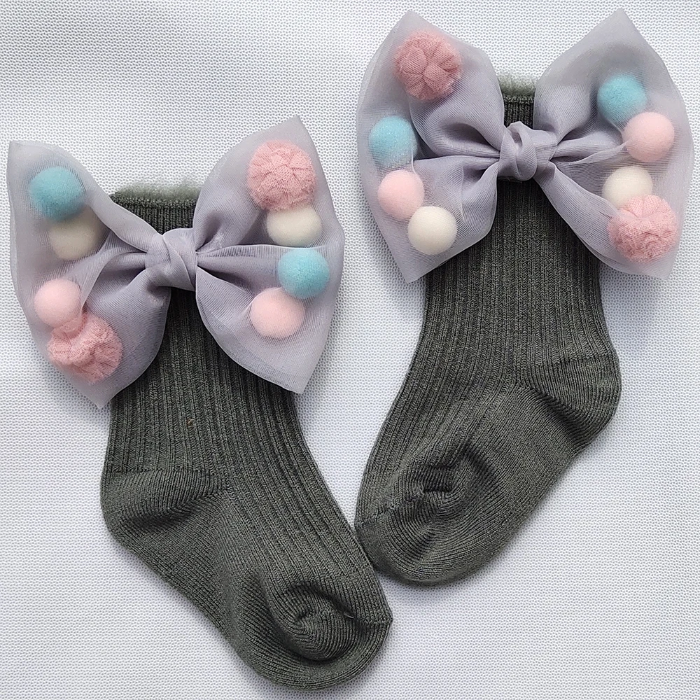 Winter Baby Girls Socks With Big Bows Toddlers Infants Ankle Socks For Kids Girls Princess Sock Plus Velvet Cute Children Socks