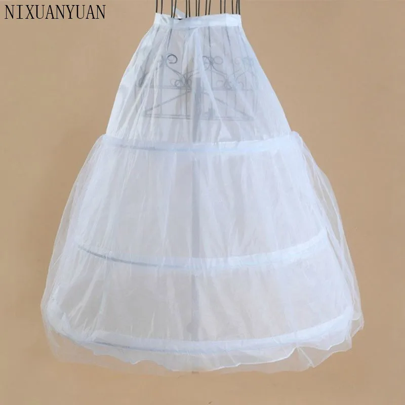 Ví Nữ 2 Lớp Lưới 3 Áo Xích Móc Cưới Trắng Gridal Đầm Bầu Petticoat Lưng Thun Dây Rút Chữ A Tây Nam Không Crinoline