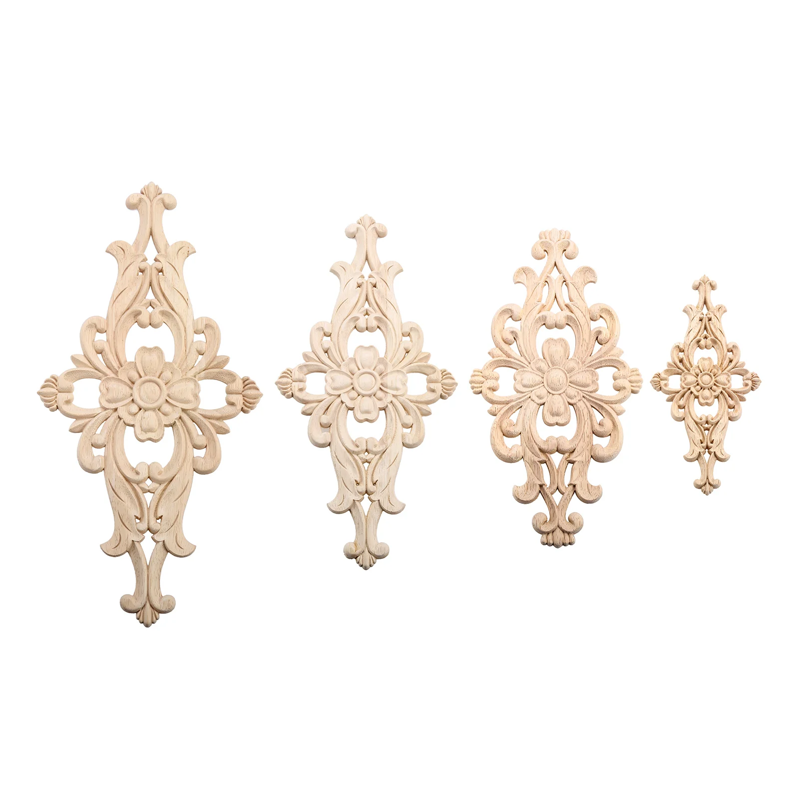 Applique Unpainted Floral Wood Carved Corner Applique Wooden Carving Decal Furniture Cabinet Door Frame Wall Home Decor Crafts