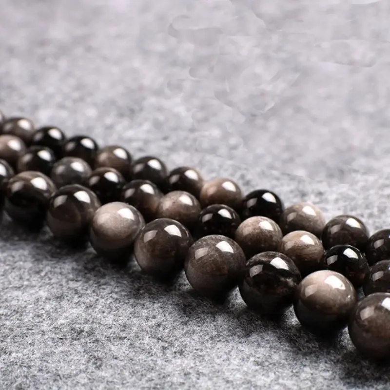 Natural Obsidian Stone Smooth Round 4/6/8/10/12/14/16mm Necklace Bracelet Jewelry Loose Beads 15 Inch wk91