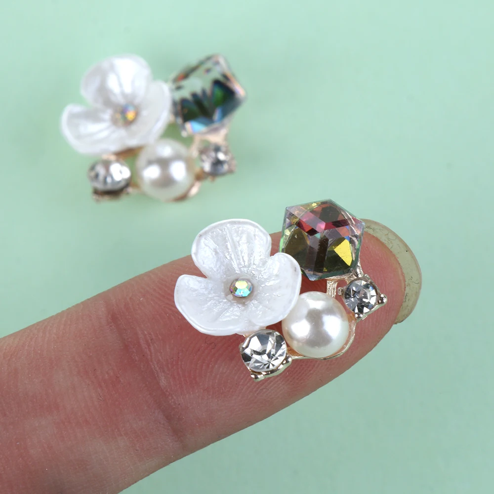 10Pcs various flat back Diy jewelry Accessories diamond Alloy  Imitation pearls Base Settings Handmade Fitting Wholesale