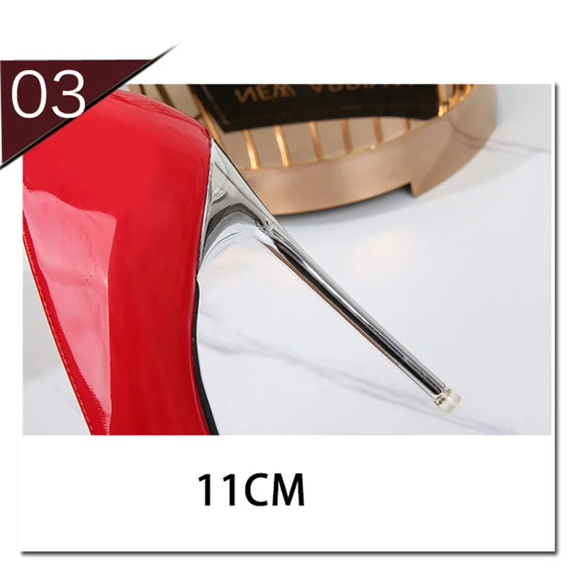 2023 Women 11cm High Heels Scarpin Valentine Pumps Lady Pointed Toe Stiletto Heels Female Plus Size Red Glossy Nude Silver Shoes