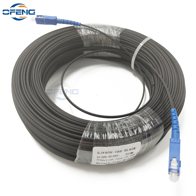 Indoor and Outdoor Fiber Optic Drop Cable Single Mode Patch Cord Simplex G675A1 SC LC FC ST Connecors, 200m, 3 Steel, 1 Core DIY