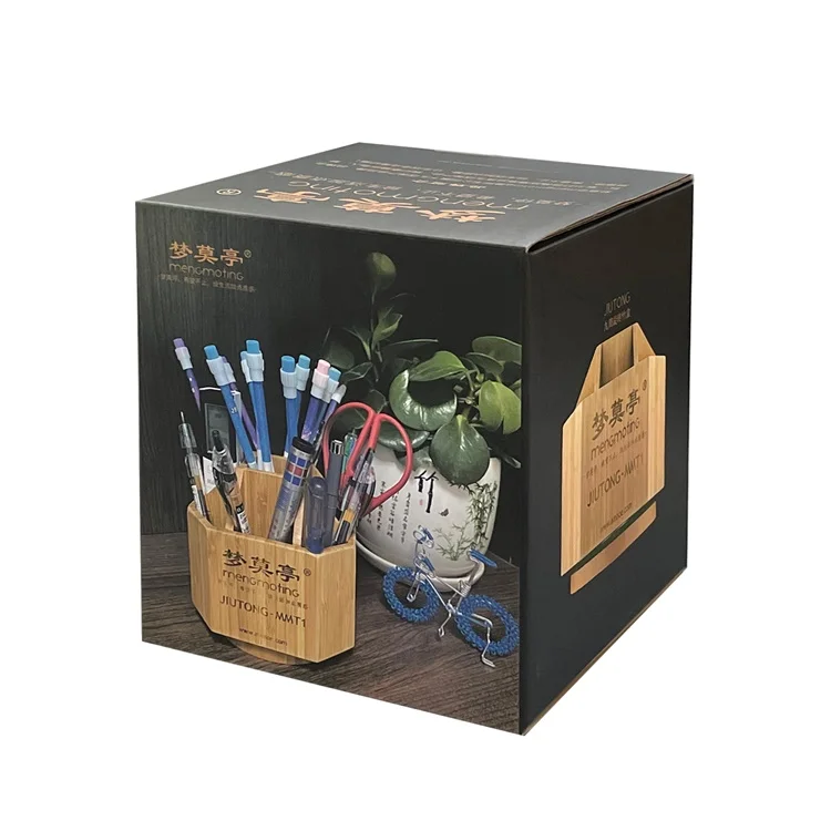 Amaoe mmt1 360 ° rotativa caixa de armazenamento recipiente de bambu círculo girando recebendo papelaria caneta ferramenta de manutenção gadgets titular