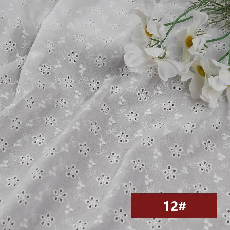 3/5/10m Broderie Anglaise White Cotton Fabric Eyelet Embroidered Cotton Lace Material for Sewing Dress,By the Meter