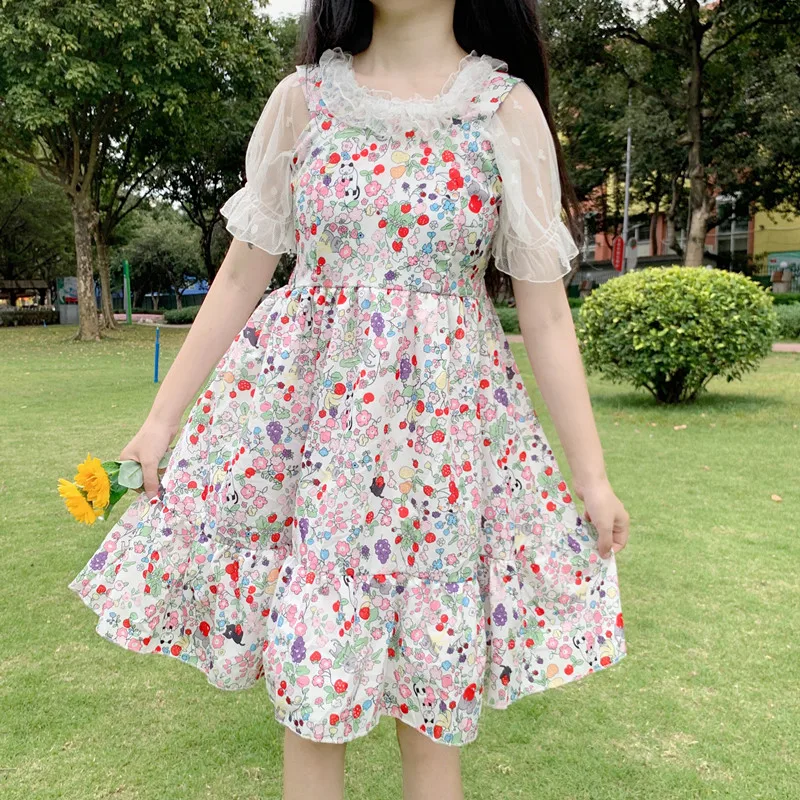 Robe lolita style collégien, robe princesse victorienne, rétro, douce, mignonne, taille haute, bretelles, kawaii