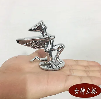 Chrome Metal Nymph Goddess Car Front Hood Ornament Emblems Decal Badge Sticker