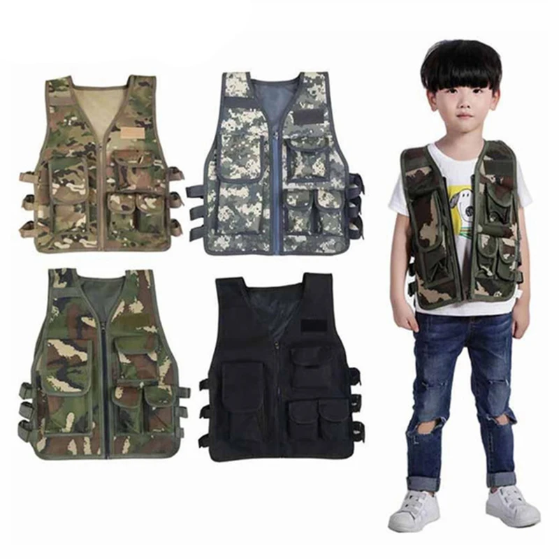 Children Adult Hunting Tactical Vest CS Game Chest Rig Plate Carrier Camouflage Hunting Training Combat Airsoft Vest