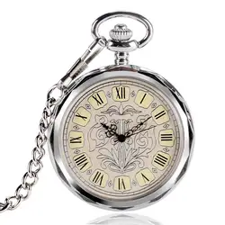 Vintage Hand Winding Mechanical Pocket Watch Classic Open Face Manual Clock Pendant Chain For Men Women Relogio De Bolso Gift