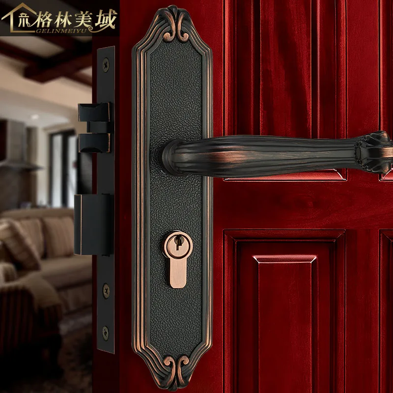 

European full copper door lock American pure copper door lock interior door lock villa lock bedroom door lock