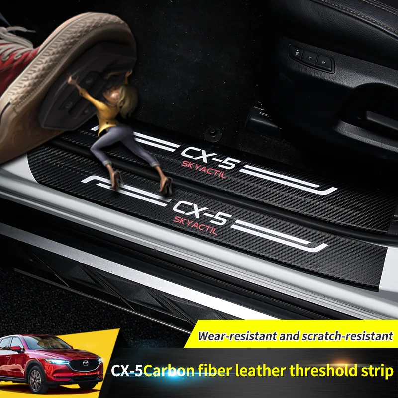 Car Accessories for Mazda CX5 2017 2018 2019 2020 Leather Steel Welcome Pedal and Anti-scratch Strip