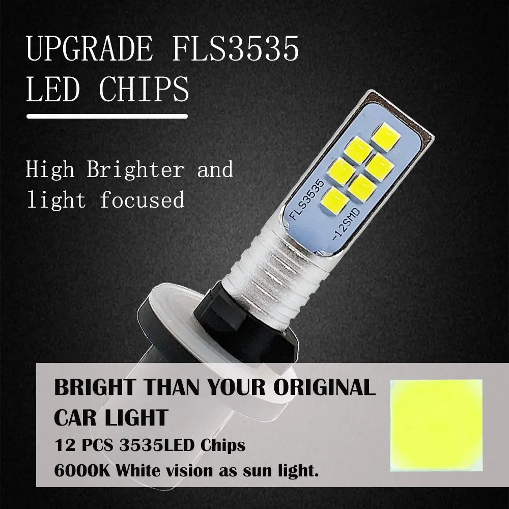 880 889 H27W LED Bulb Car Fog Lights Lamp 12SMD 3535 H27 H27W/1 Auto DRL Day Running Lights 6000K White 12V