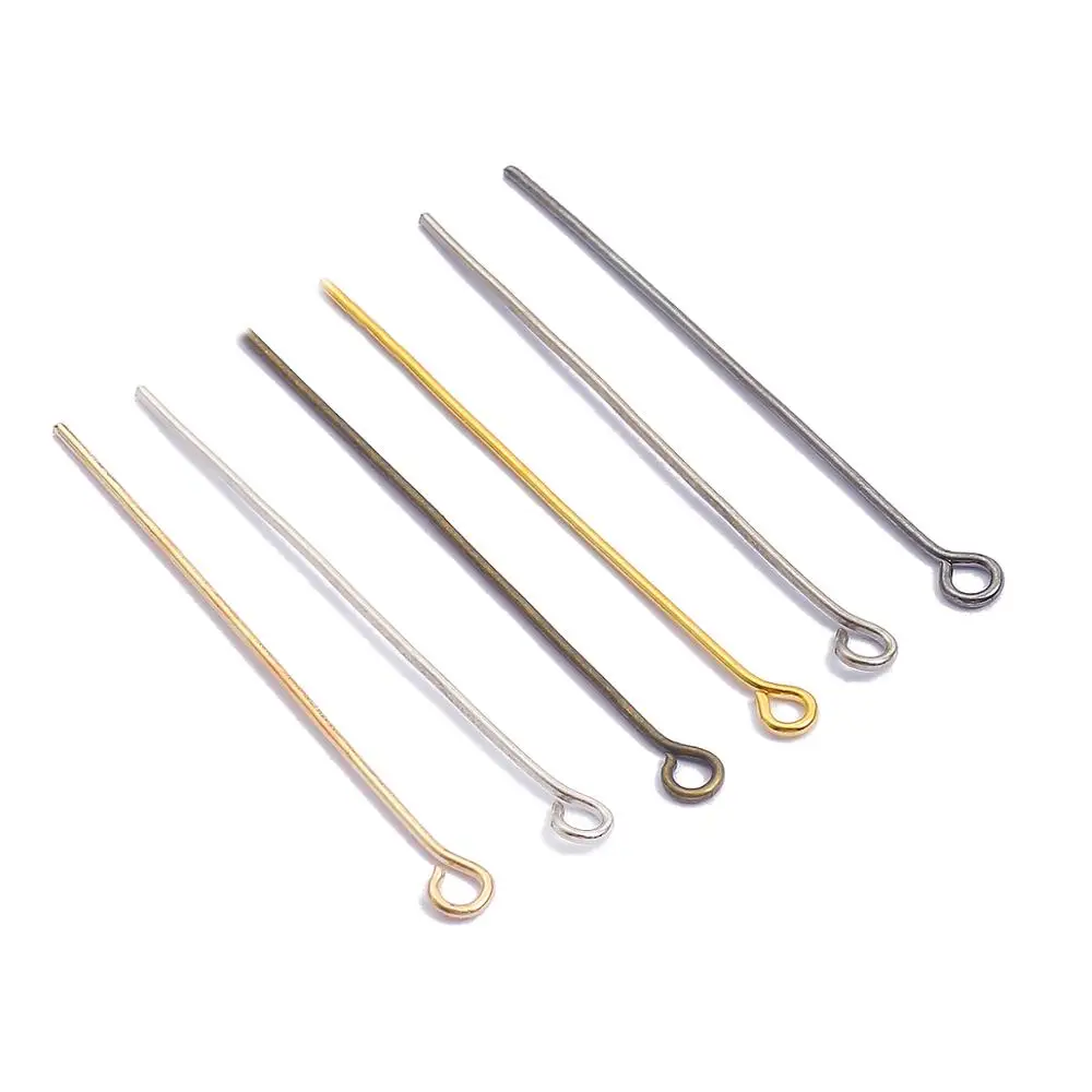 200pcs Eye Head Pins 20 24 30 35 40 45 50 mm Eye Pins Gold/Rhodium Findings For Diy Jewelry Making Jewelry Accessories Supplies