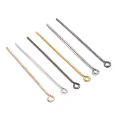 Lote de alfileres con cabeza de ojo para joyería, 200 unidades, 20, 24, 30, 35, 40, 45, 50mm, oro/rodio, accesorios para joyería