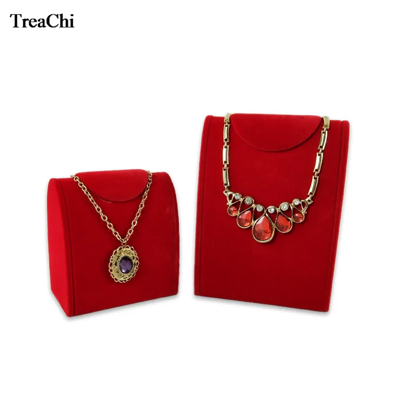 

High Quality Jewelry Display Bust mannequin Tower Red Velvet Necklace Holder Pendant Showing Stand