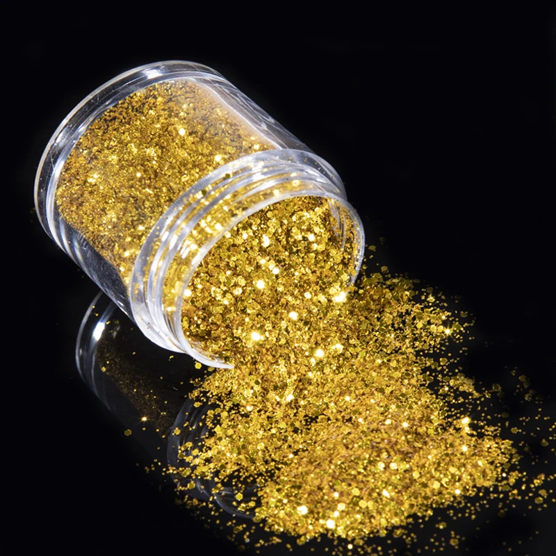 NEW 10g Champagne Gold Glitter Nail Powder Sequins Holographic Shiny Mix Dip Powder Flakes Nail Art Pigment Paillettes for Nails