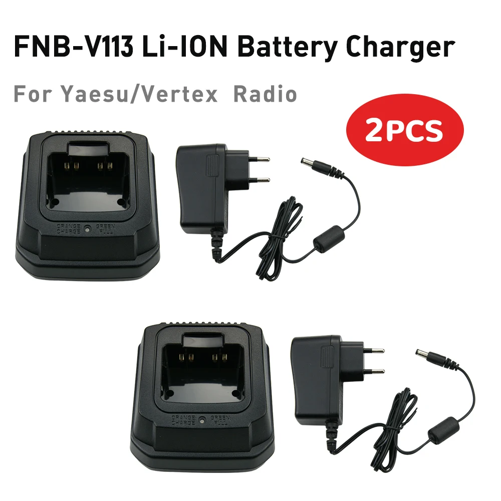 2Pcs Walkie Talkie Li-ion Battery Desktop Charger for Yaesu/Vertex Standard Radios VX-450 VX-459 VX-451 VX-454