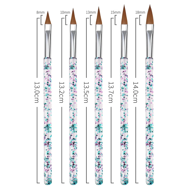 5 Teile/satz Glitters Griff Acylic Nagel Pinsel 3D Kristall Carving Pinsel Acryl Flüssigkeit Pulver Blume Malerei Pen Nail art Werkzeuge