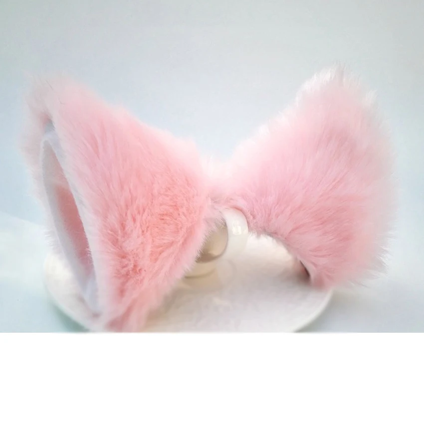 Men Women Halloween Christmas  Party Cosplay Accessory Cat Fox Long Fur Ears Costume Hair Clips Plush Ears Headwear