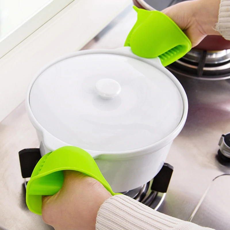 1PC Silicone Kitchen Heat Insulated Oven Gloves Cooking Microwave Non-Slip Gripper Pot Holder Bowl Plate Mitts Clips